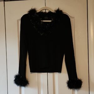 Dana Buchman Black Feather Accent Top